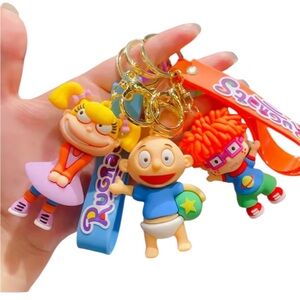 Rugrats Cartoon Character Keychain Set (3)- Angelica, Tommy, & Chuckie